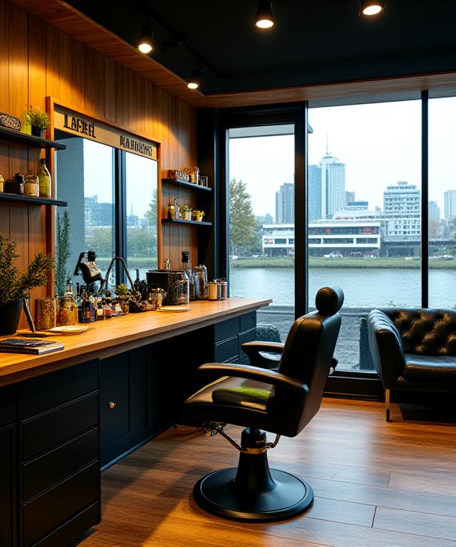 Wnętrze barbershopu ARTECH RYBNIK SP Z O O przy Moście Świętokrzyskim